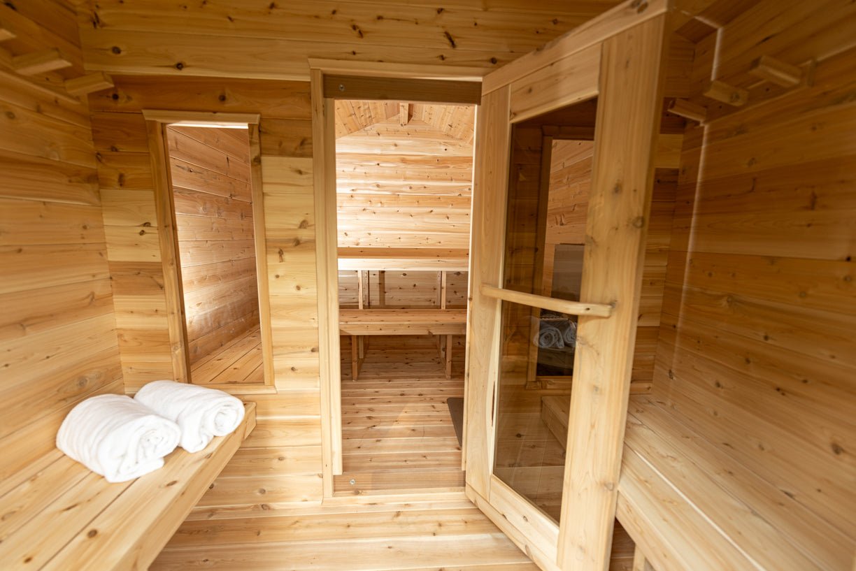 Canadian Timber Georgian Cabin Sauna with Change Room - Buy Your Adventure